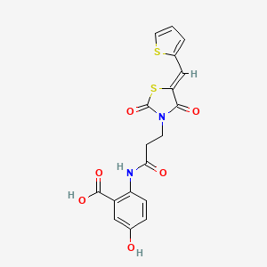 2-({3-[(5Z)-2,4-dioxo-5-(thiophen-2-ylmethylidene)-1,3-thiazolidin-3-yl]propanoyl}amino)-5-hydroxybenzoic acid