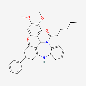 1-[11-(3,4-dimethoxyphenyl)-1-hydroxy-3-phenyl-2,3,4,11-tetrahydro-10H-dibenzo[b,e][1,4]diazepin-10-yl]hexan-1-one