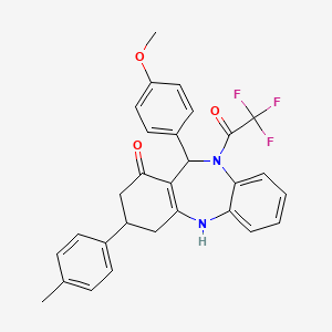 6-(4-methoxyphenyl)-9-(p-tolyl)-5-(2,2,2-trifluoroacetyl)-8,9,10,11-tetrahydro-6H-benzo[b][1,4]benzodiazepin-7-one