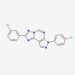 molecular formula C18H10Cl2N6 B12211105 2-(3-chlorophenyl)-7-(4-chlorophenyl)-7H-pyrazolo[4,3-e][1,2,4]triazolo[1,5-c]pyrimidine 