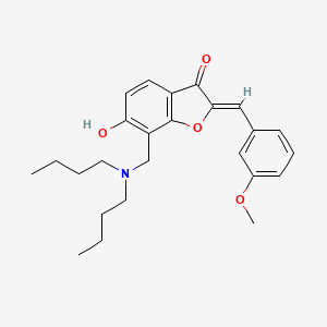 molecular formula C25H31NO4 B12211116 (2Z)-7-[(dibutylamino)methyl]-6-hydroxy-2-(3-methoxybenzylidene)-1-benzofuran-3(2H)-one 