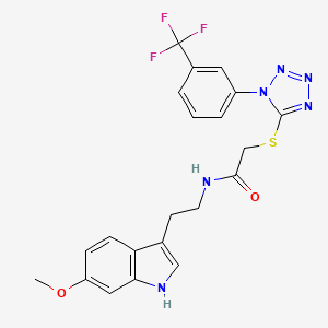 molecular formula C21H19F3N6O2S B12211128 N-[2-(6-methoxy-1H-indol-3-yl)ethyl]-2-({1-[3-(trifluoromethyl)phenyl]-1H-tetrazol-5-yl}sulfanyl)acetamide 