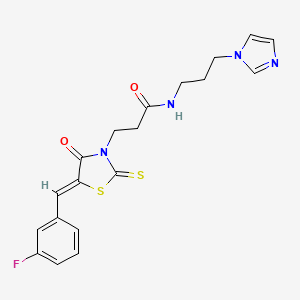 3-[(5Z)-5-(3-fluorobenzylidene)-4-oxo-2-thioxo-1,3-thiazolidin-3-yl]-N-[3-(1H-imidazol-1-yl)propyl]propanamide