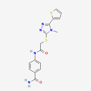 4-[[2-[(4-Methyl-5-thiophen-2-yl-1,2,4-triazol-3-yl)sulfanyl]acetyl]amino]benzamide