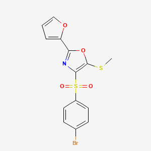 molecular formula C14H10BrNO4S2 B1221118 4-(4-Bromophenyl)sulfonyl-2-(2-furanyl)-5-(methylthio)oxazole 