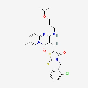 3-{(Z)-[3-(2-chlorobenzyl)-4-oxo-2-thioxo-1,3-thiazolidin-5-ylidene]methyl}-7-methyl-2-{[3-(propan-2-yloxy)propyl]amino}-4H-pyrido[1,2-a]pyrimidin-4-one