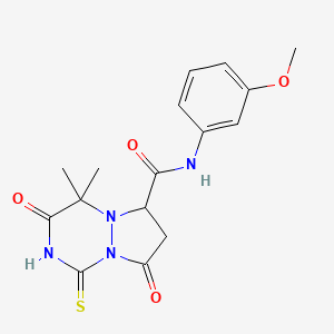 molecular formula C16H18N4O4S B12211209 3-hydroxy-N-(3-methoxyphenyl)-4,4-dimethyl-8-oxo-1-thioxo-1,4,7,8-tetrahydro-6H-pyrazolo[1,2-a][1,2,4]triazine-6-carboxamide 