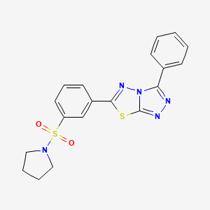 molecular formula C19H17N5O2S2 B12211250 1-(3-{3-Phenyl-[1,2,4]triazolo[3,4-b][1,3,4]thiadiazol-6-yl}benzenesulfonyl)pyrrolidine 