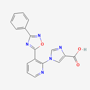 molecular formula C17H11N5O3 B12211252 1-[3-(3-phenyl-1,2,4-oxadiazol-5-yl)pyridin-2-yl]-1H-imidazole-4-carboxylic acid 