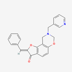 molecular formula C23H18N2O3 B12211262 (2Z)-2-benzylidene-8-(pyridin-3-ylmethyl)-8,9-dihydro-7H-furo[2,3-f][1,3]benzoxazin-3(2H)-one 