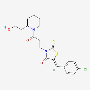 molecular formula C20H23ClN2O3S2 B12211272 (5Z)-5-(4-chlorobenzylidene)-3-{3-[2-(2-hydroxyethyl)piperidin-1-yl]-3-oxopropyl}-2-thioxo-1,3-thiazolidin-4-one 