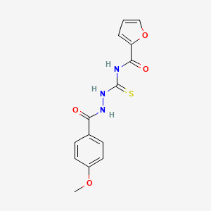 molecular formula C14H13N3O4S B1221130 N-[[[(4-methoxyphenyl)-oxomethyl]hydrazo]-sulfanylidenemethyl]-2-furancarboxamide 