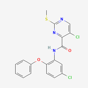 5-chloro-N-(5-chloro-2-phenoxyphenyl)-2-(methylsulfanyl)pyrimidine-4-carboxamide