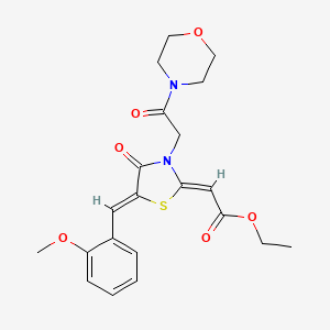 molecular formula C21H24N2O6S B1221133 ethyl (2Z)-2-[(5Z)-5-[(2-methoxyphenyl)methylidene]-3-(2-morpholin-4-yl-2-oxoethyl)-4-oxo-1,3-thiazolidin-2-ylidene]acetate 