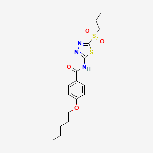 molecular formula C17H23N3O4S2 B12211379 4-(pentyloxy)-N-(5-(propylsulfonyl)-1,3,4-thiadiazol-2-yl)benzamide 