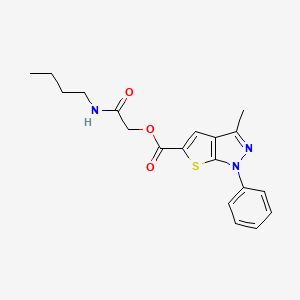 molecular formula C19H21N3O3S B1221138 3-Methyl-1-phenyl-5-thieno[2,3-c]pyrazolecarboxylic acid [2-(butylamino)-2-oxoethyl] ester 