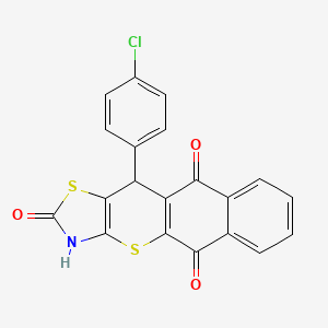 17-(4-Chlorophenyl)-11,15-dithia-13-azatetracyclo[8.7.0.0^{3,8}.0^{12,16}]heptadeca-1(10),3(8),4,6,12(16)-pentaene-2,9,14-trione