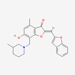 (2Z)-2-(1-benzofuran-2-ylmethylidene)-6-hydroxy-4-methyl-7-[(3-methylpiperidin-1-yl)methyl]-1-benzofuran-3(2H)-one