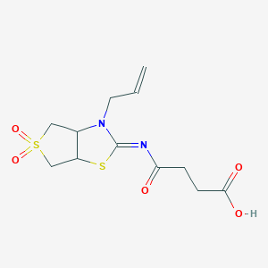 molecular formula C12H16N2O5S2 B12211418 4-{[(2Z)-5,5-dioxido-3-(prop-2-en-1-yl)tetrahydrothieno[3,4-d][1,3]thiazol-2(3H)-ylidene]amino}-4-oxobutanoic acid 