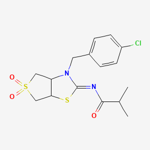 molecular formula C16H19ClN2O3S2 B12211450 N-[(2Z)-3-(4-chlorobenzyl)-5,5-dioxidotetrahydrothieno[3,4-d][1,3]thiazol-2(3H)-ylidene]-2-methylpropanamide 