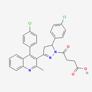 molecular formula C29H23Cl2N3O3 B12211458 4-[5-(4-chlorophenyl)-3-[4-(4-chlorophenyl)-2-methylquinolin-3-yl]-4,5-dihydro-1H-pyrazol-1-yl]-4-oxobutanoic acid 