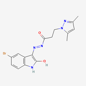 molecular formula C16H16BrN5O2 B12211503 3-(3,5-Dimethyl-pyrazol-1-yl)-propionic acid (5-bromo-2-oxo-1,2-dihydro-indol-3-ylidene)-hydrazide 