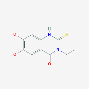 molecular formula C12H14N2O3S B12211516 3-ethyl-6,7-dimethoxy-2-sulfanylquinazolin-4(3H)-one 