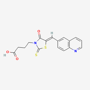 4-[(5Z)-4-oxo-5-(quinolin-6-ylmethylidene)-2-thioxo-1,3-thiazolidin-3-yl]butanoic acid