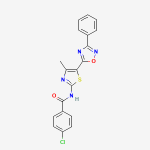 molecular formula C19H13ClN4O2S B12211547 4-chloro-N-[(2E)-4-methyl-5-(3-phenyl-1,2,4-oxadiazol-5-yl)-1,3-thiazol-2(3H)-ylidene]benzamide 