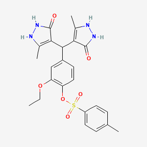 molecular formula C24H26N4O6S B1221155 4-[bis(5-hydroxy-3-methyl-1H-pyrazol-4-yl)methyl]-2-ethoxyphenyl 4-methylbenzenesulfonate 