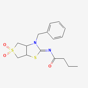 molecular formula C16H20N2O3S2 B12211560 N-[(2Z)-3-benzyl-5,5-dioxidotetrahydrothieno[3,4-d][1,3]thiazol-2(3H)-ylidene]butanamide 