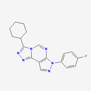 5-Cyclohexyl-10-(4-fluorophenyl)-3,4,6,8,10,11-hexaazatricyclo[7.3.0.0^{2,6}]dodeca-1(9),2,4,7,11-pentaene