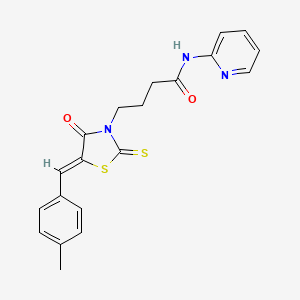 molecular formula C20H19N3O2S2 B1221165 4-[5-(4-methylbenzylidene)-4-oxo-2-thioxo-1,3-thiazolidin-3-yl]-N-2-pyridinylbutanamide 