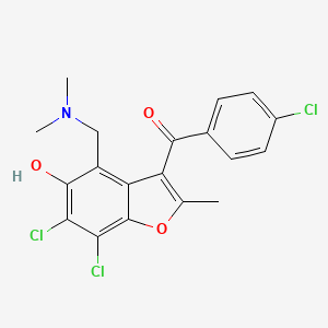 molecular formula C19H16Cl3NO3 B1221166 (4-氯苯基)-[6,7-二氯-4-[(二甲氨基)甲基]-5-羟基-2-甲基-3-苯并呋喃基]甲酮 
