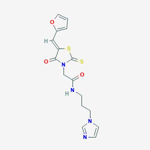 2-[(5Z)-5-(furan-2-ylmethylidene)-4-oxo-2-thioxo-1,3-thiazolidin-3-yl]-N-[3-(1H-imidazol-1-yl)propyl]acetamide