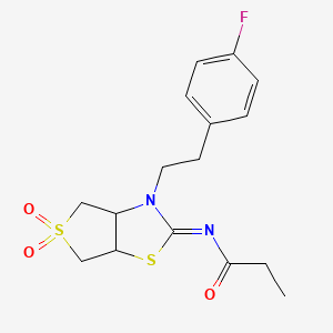 N-[(2Z)-3-[2-(4-fluorophenyl)ethyl]-5,5-dioxidotetrahydrothieno[3,4-d][1,3]thiazol-2(3H)-ylidene]propanamide