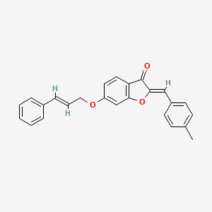 molecular formula C25H20O3 B12211694 (2Z)-2-(4-methylbenzylidene)-6-{[(2E)-3-phenylprop-2-en-1-yl]oxy}-1-benzofuran-3(2H)-one 