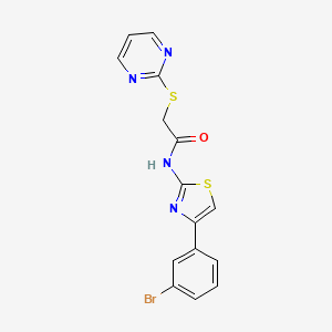 molecular formula C15H11BrN4OS2 B12211789 N-[4-(3-bromophenyl)-1,3-thiazol-2-yl]-2-(pyrimidin-2-ylsulfanyl)acetamide 