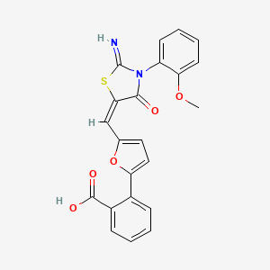 molecular formula C22H16N2O5S B1221179 2-[5-[(E)-[2-亚氨基-3-(2-甲氧基苯基)-4-氧代-1,3-噻唑烷-5-亚甲基]甲基]呋喃-2-基]苯甲酸 