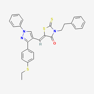 (5Z)-5-({3-[4-(ethylsulfanyl)phenyl]-1-phenyl-1H-pyrazol-4-yl}methylidene)-3-(2-phenylethyl)-2-thioxo-1,3-thiazolidin-4-one