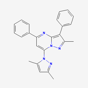 molecular formula C24H21N5 B12211797 7-(3,5-dimethyl-1H-pyrazol-1-yl)-2-methyl-3,5-diphenylpyrazolo[1,5-a]pyrimidine 