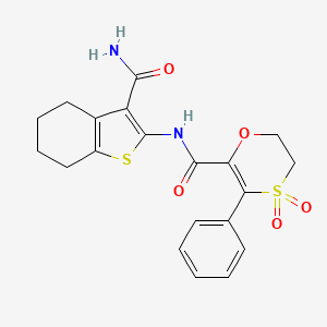 molecular formula C20H20N2O5S2 B12211801 N-(3-carbamoyl-4,5,6,7-tetrahydro-1-benzothiophen-2-yl)-3-phenyl-5,6-dihydro-1,4-oxathiine-2-carboxamide 4,4-dioxide 