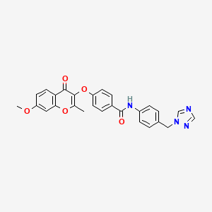 4-[(7-methoxy-2-methyl-4-oxo-4H-chromen-3-yl)oxy]-N-[4-(1H-1,2,4-triazol-1-ylmethyl)phenyl]benzamide