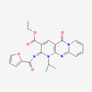 molecular formula C22H20N4O5 B1221185 2-[2-呋喃基(氧代)甲基]亚氨基-5-氧代-1-丙-2-基-3-二吡啶并[1,2-d:3',4'-f]嘧啶甲酸乙酯 