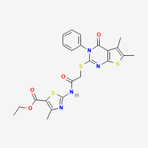 Ethyl 2-[2-(5,6-dimethyl-4-oxo-3-phenyl(3-hydrothiopheno[2,3-d]pyrimidin-2-ylt hio))acetylamino]-4-methyl-1,3-thiazole-5-carboxylate