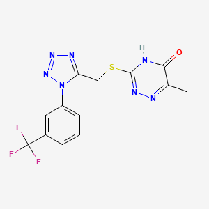 6-methyl-3-[({1-[3-(trifluoromethyl)phenyl]-1H-tetrazol-5-yl}methyl)sulfanyl]-1,2,4-triazin-5-ol