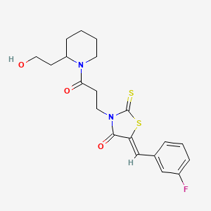 molecular formula C20H23FN2O3S2 B12211905 5-[(3-Fluorophenyl)methylene]-3-{3-[2-(2-hydroxyethyl)piperidyl]-3-oxopropyl}-2-thioxo-1,3-thiazolidin-4-one 