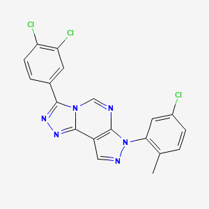 molecular formula C19H11Cl3N6 B12211918 7-(3,4-Dichlorophenyl)-3-(5-chloro-2-methylphenyl)-6-hydropyrazolo[5,4-d]1,2,4-triazolo[4,3-e]pyrimidine 