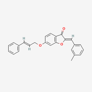 molecular formula C25H20O3 B12211993 (2Z)-2-(3-methylbenzylidene)-6-{[(2E)-3-phenylprop-2-en-1-yl]oxy}-1-benzofuran-3(2H)-one 