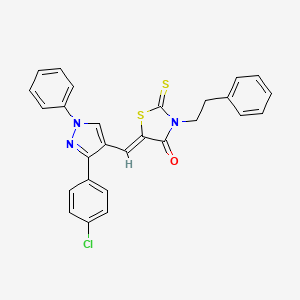 (5Z)-5-{[3-(4-chlorophenyl)-1-phenyl-1H-pyrazol-4-yl]methylidene}-3-(2-phenylethyl)-2-thioxo-1,3-thiazolidin-4-one